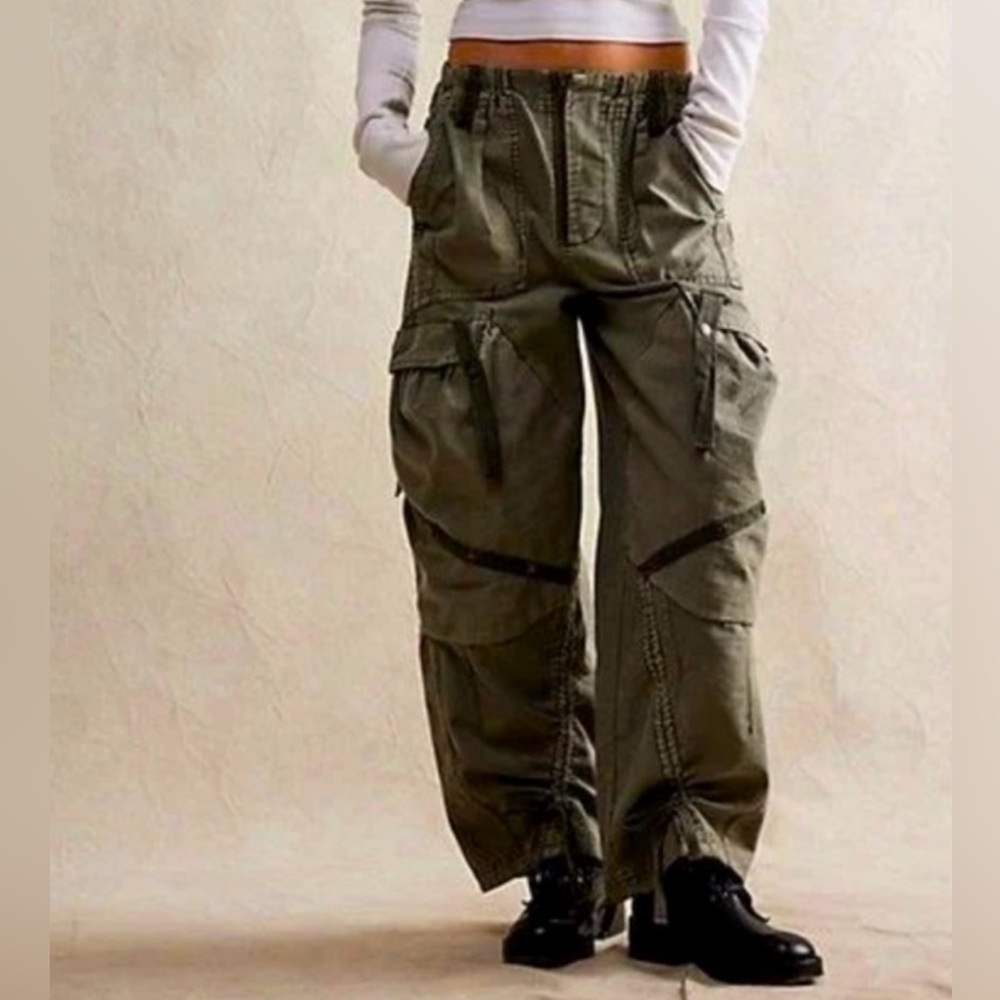 🔥Free People Everglades Utility Barrel Cinch Pants In Mulled Basil We The Free